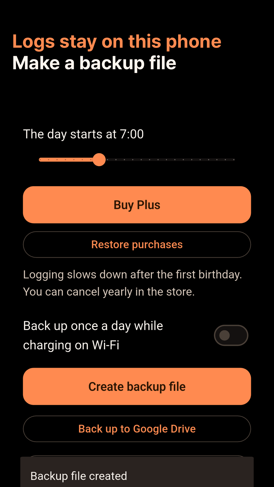 Backup and restore settings.